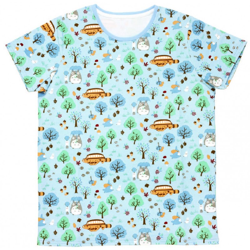 Outfits - PATTERNED T-SHIRTS TOTORO FOREST LIGHT BLUE S(LADIES) - MY NEIGHBOR TOTORO