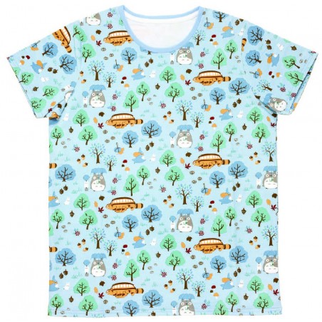 Textile - T-SHIRTS PATTERNE TOTORO FORÊT BLEU CLAIR S(FEMME) - MON VOISIN TOTRO